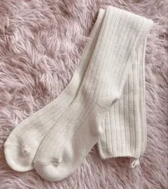 靴下屋 ルームソックス ロング ベージュ ホワイト