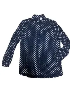新品h&m ネイビー ドット柄シャツ 36サイズ