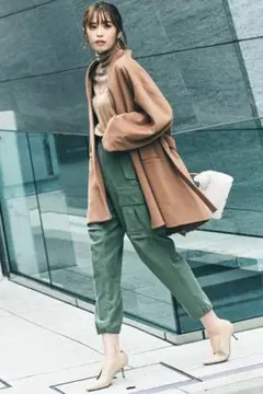 ATON TOMORROWLAND別注 ガウンコート ベルト 20AW キャメル