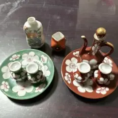 ミニチュア酒器セット 花柄 陶器製