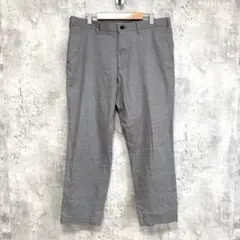 メンズ スラックス グレー 細チェック 薄手 フォーマル ポケット 美品