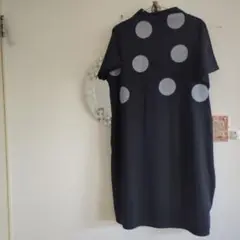 ドット柄 半袖ワンピース 黒