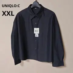 新品 ユニクロC クロップドシャツ 長袖 黒 ブラック 大きいサイズ XXL