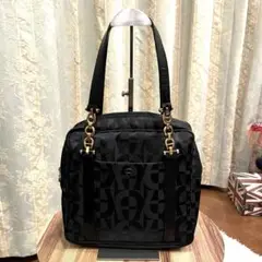 ✨希少✨美品✨AIGNER アイグナー ハンドバッグ ナイロン 総柄 ブラック
