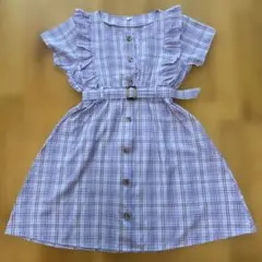 チェック柄フリルワンピース 140