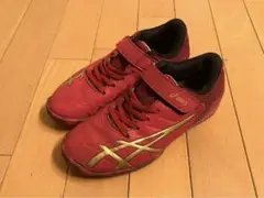 アシックス レーザービーム 21.5cm 赤 金