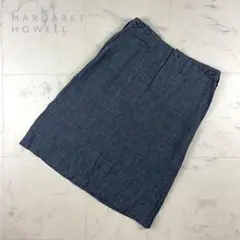 美品 マーガレットハウエル フレアスカート ダークグレー 2*NB1434