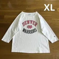 USA製 チャンピオン 7分袖 Tシャツ XL 白 染み込みプリント T1011
