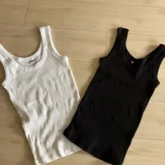 UNIQLO リブタンクトップ　黒　白　セット ブラック　ホワイト　XS 美品