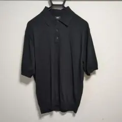 美品 ユニクロ ウォッシャブルニットポロ 黒 Lサイズ