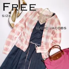 MARC JACOBSマークジェイコブス チェック柄コットン製カーディガンピンク