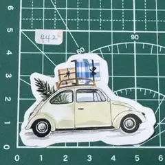防水ステッカー クラシックカーと荷物 トラベルデザイン