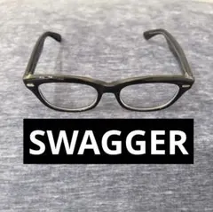 激レア★SWAGGER メガネ　黒　ブラック　眼鏡　伊達　ロゴ入り　アイウェア
