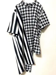 コムデギャルソン オムプリュス アシンメトリー ストライプ Tシャツ チェック