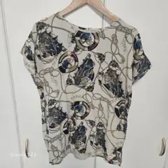 ヴィンテージ風プリント 半袖トップス レトロ