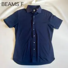 【BEAMS F】半袖 ポロシャツ ウォッシャブル コットン ネイビー Lサイズ