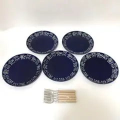 新品未使用✨ミッチャム 藤井風 パスタ皿5枚♡フォーク5本アラビアンブルー魚柄