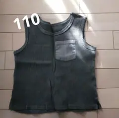 【300円】古着 110cm 110 袖なし タンクトップ グレー 灰色 無地