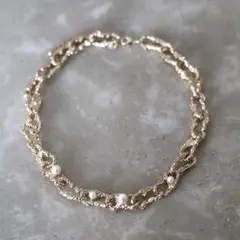 美品★ヴィンテージ風★パールビッグチェーンネックレスゴールド色