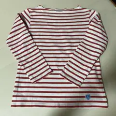 オーシバル ボーダー ロンT ボートネック 長袖 Tシャツ 白 赤