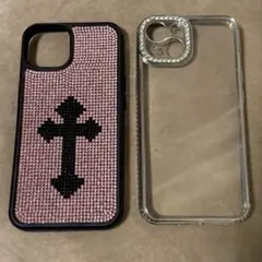 iPhone13 スマホケース セット売り 十字架 ストーン ネコ 水玉