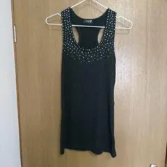 Nil Galleryブラック ストーン装飾 ノースリーブ M