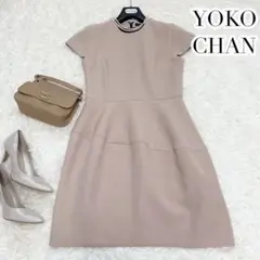 美品♡ YOKOCHAN ヨーコチャン 半袖 ピンクベージュ ワンピース38