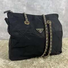 PRADA プラダ チェーン ショルダーバッグ テスートナイロン ブラック 黒