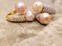 プラム堂∬さん 指輪リング 南洋白蝶真珠 ゴールデン希少茶金♥️金運ステンK18