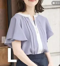 GLACIER 配色ピンタックブラウス
