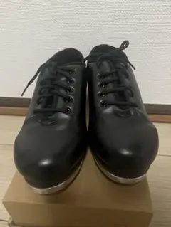 23.5cm美品　ブラックタップシューズ レースアップ