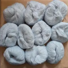 【新品未使用】モヘア毛糸　編み物　10玉　手芸　250g　水色