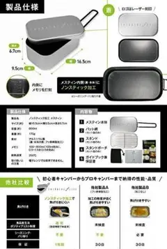 シアザライフ ノンスティック加工 メスティン 飯盒 メモリ付 オリジナルレシピ付