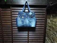 デニムBIG カバン世界に一つの一点物(新品-未使用）