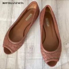 ボッテガヴェネタ イントレチャートフラットレザーパンプス 36 ブラウン