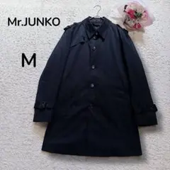 【Mr.JUNKO】シングル　ステンカラーコート　トレンチコート　ライナー付き黒
