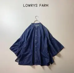 専用LOWRYS FARM バンドカラー　袖フレア　デニムライク　ブラウス