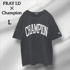FRAY I.D ✕チャンピオン　コラボ　半袖Tシャツ　黒　ロゴ 　コットン　L