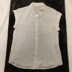 GREEN LABELシルク 100%ベージュ シフォン ノースリーブシャツ