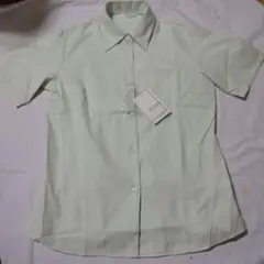 SELERY セロリー薄緑 チェック柄 半袖シャツ　事務服　制服　9号