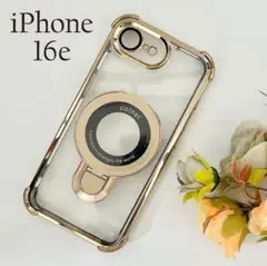 iPhone16eケース リング付MagSafe対応GL☆おまけガラスフィルム付