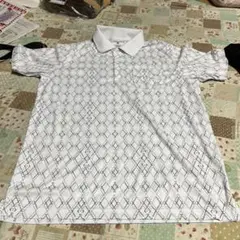 ホワイト ダイヤモンドパターン ポロシャツ L