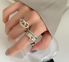 14新品☆即日発送☆2個セット 指輪☆韓国 ペアリング フリーサイズ