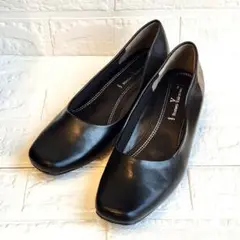 【Romeo Valentino】✨スクエアトゥパンプス　24.5cm　ブラック
