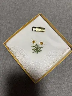 花刺繍レース付きハンカチ