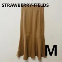 ロングフレアスカート STRAWBERRY-FIELDSリボン付き ベージュ