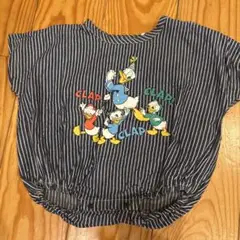 【美品】バースデイ　ドナルド　ロンパース　半袖　ストライプ　70