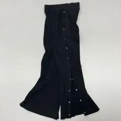 00s~ サイドスナップ イージーパンツ フレア ベルボトム リブ編 ブラック
