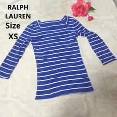 【人気☆LAUREN RALPH LAUREN】青　白　ボーダーカットソー　XS