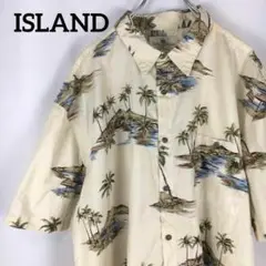 N-1921 ISLAND アメリカ古着 アロハシャツ 無人島 半袖 開襟2XL